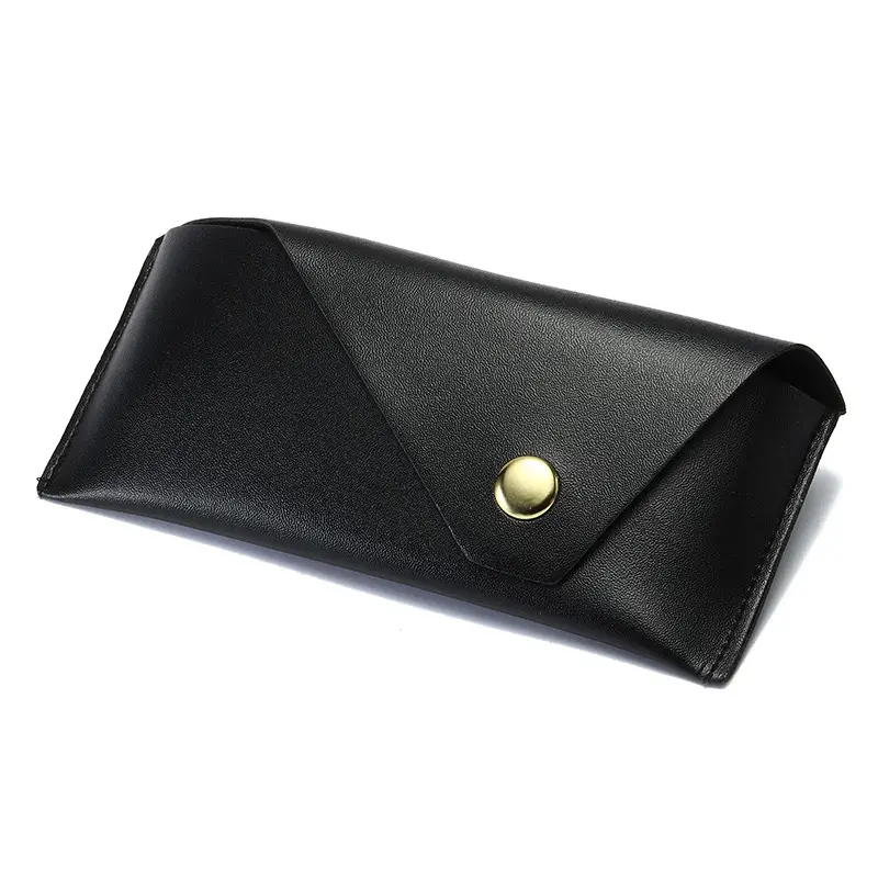 Black Leather Retro Sunglasses Case with Buckle