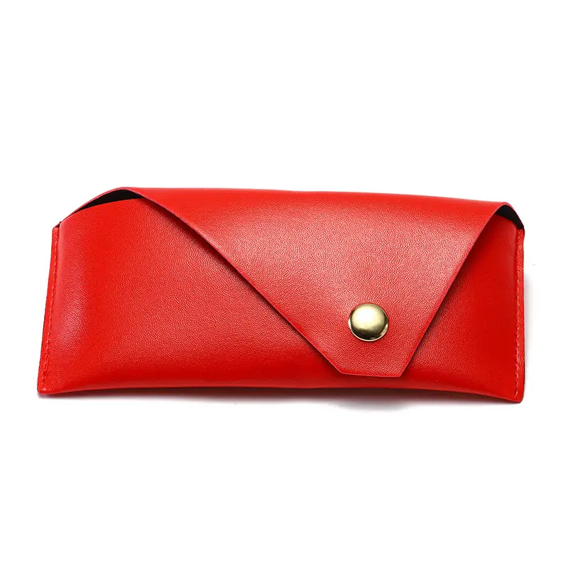 Black Leather Retro Sunglasses Case with Buckle