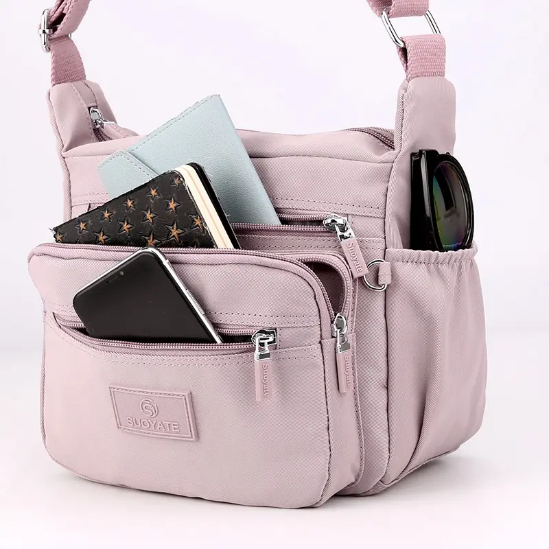 Pink Nylon Shoulder Bag for Women European American Cross-Border - Image 10