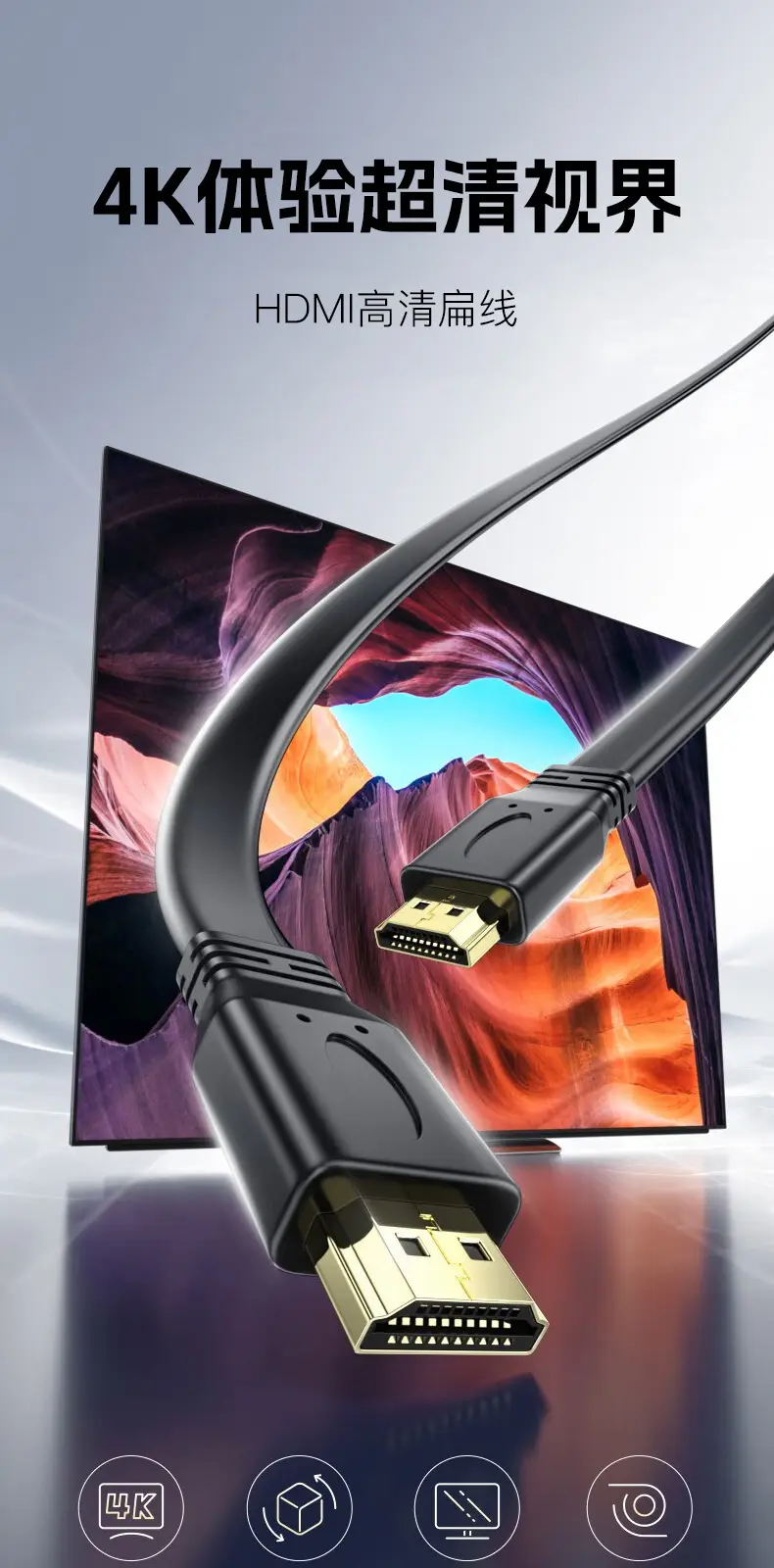 1.5m HDMI 2.0 Flat Cable for 1080P Monitor — feature 6