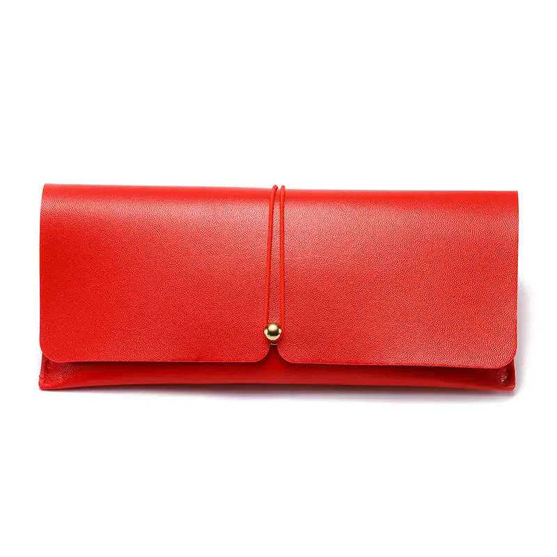 Black Leather Sunglasses Case with Retro Buckle