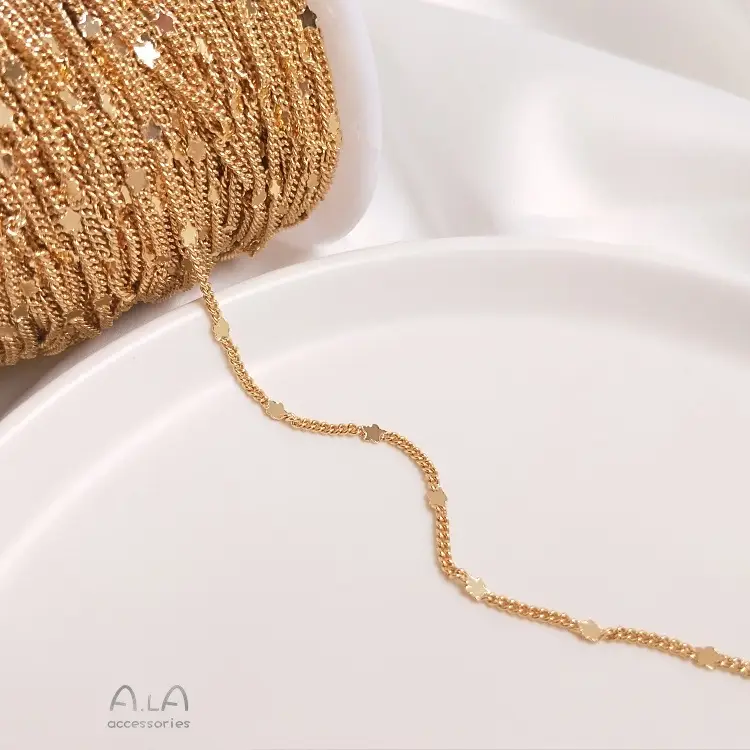 14k Gold Heart Sunflower Chain Necklace Set — feature 9