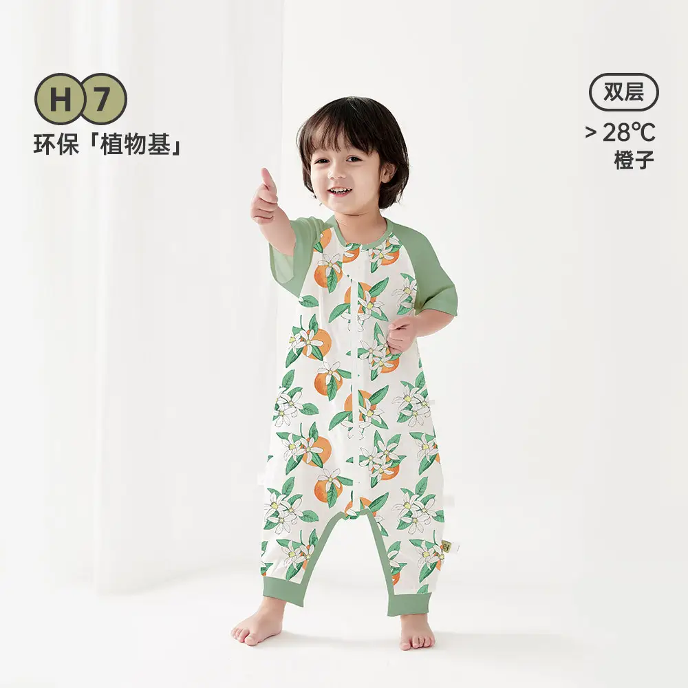 Wilberbu Infant Pure Cotton Sleeping Bag Type a Summer Baby Anti-Jump Thin - Image 4
