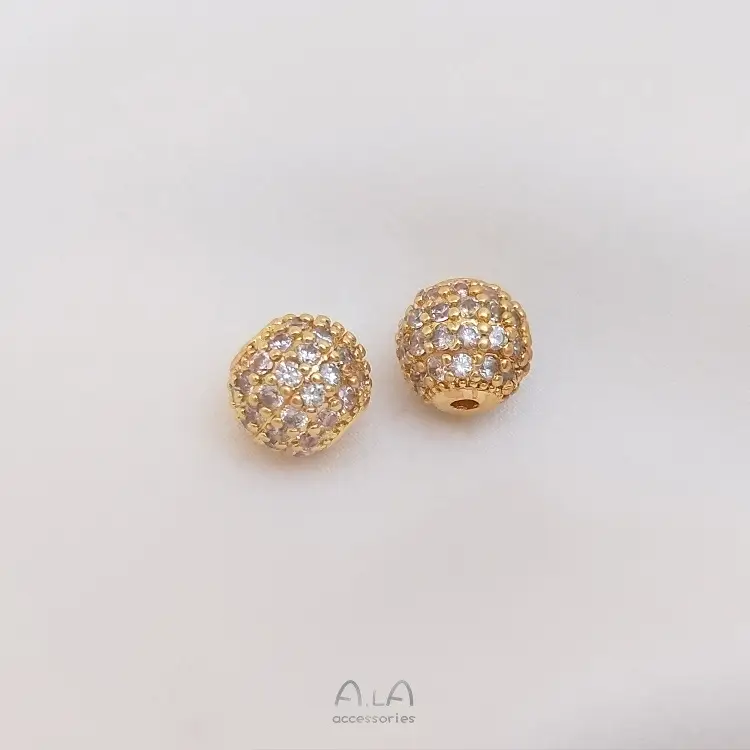 14K Gold Zircon Ball Beads for Jewelry Making