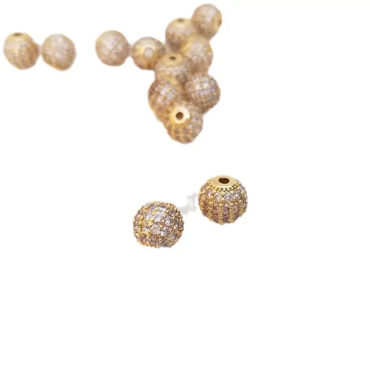 14K Gold Zircon Ball Beads for Jewelry Making