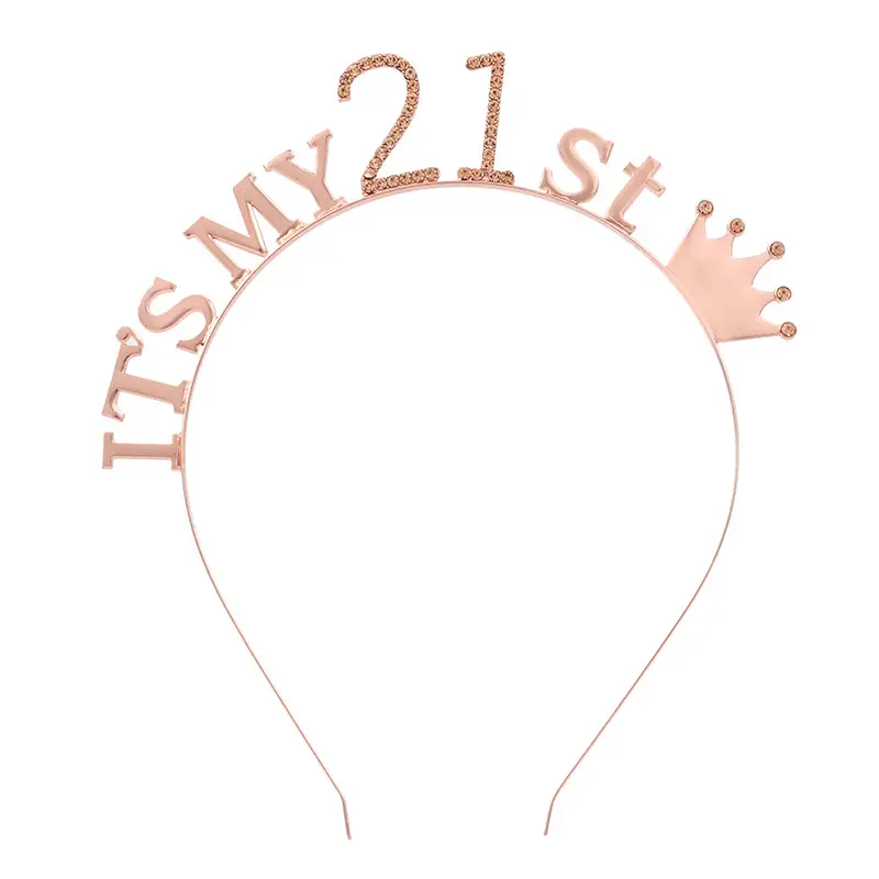 Rose Gold 18th Birthday Crown Headband for Girls - Image 4