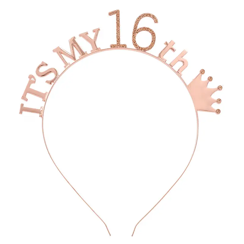 Rose Gold 18th Birthday Crown Headband for Girls - Image 2