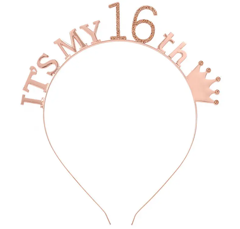 Rose Gold 18th Birthday Crown Headband for Girls — feature 36