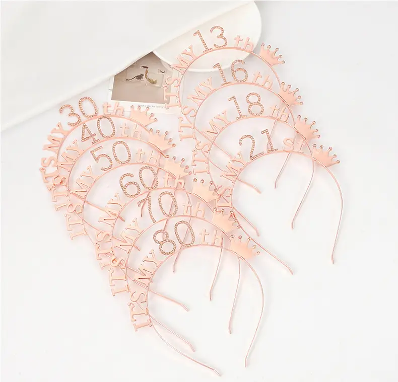 Rose Gold 18th Birthday Crown Headband for Girls — feature 47