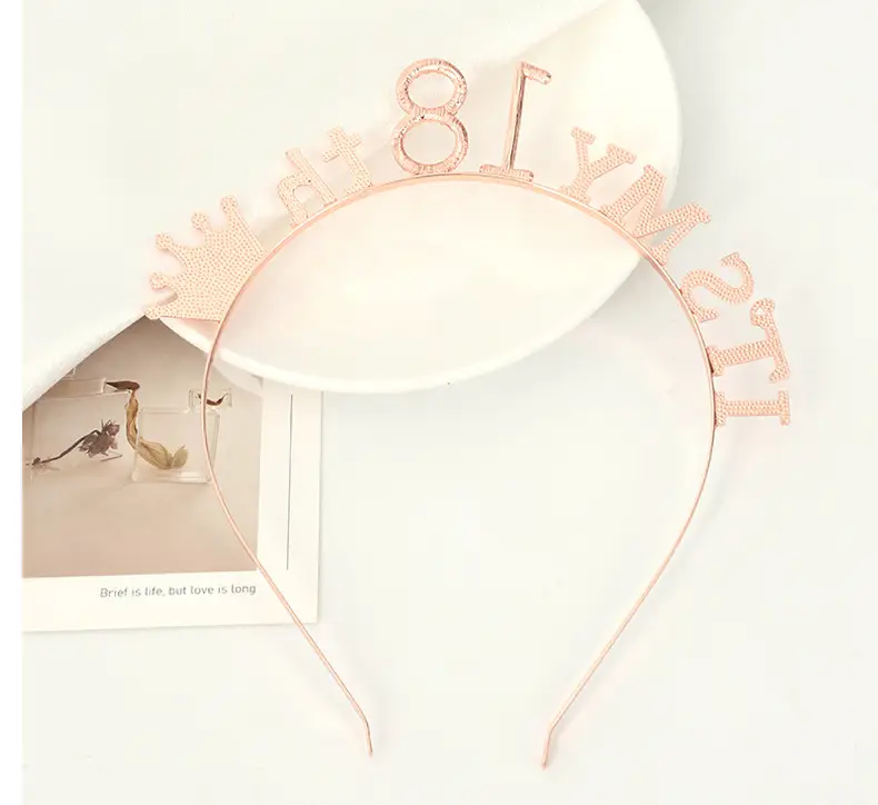 Rose Gold 18th Birthday Crown Headband for Girls — feature 49