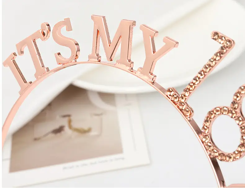 Rose Gold 18th Birthday Crown Headband for Girls — feature 50