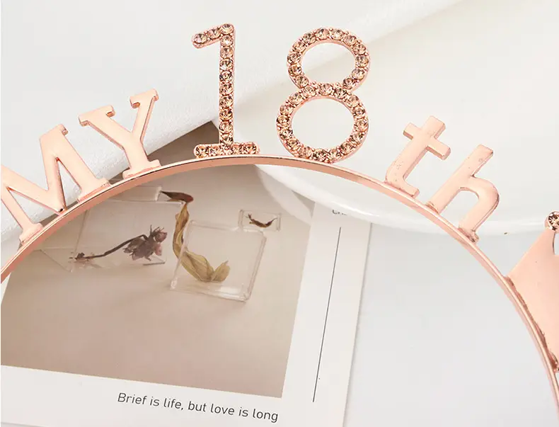 Rose Gold 18th Birthday Crown Headband for Girls — feature 51