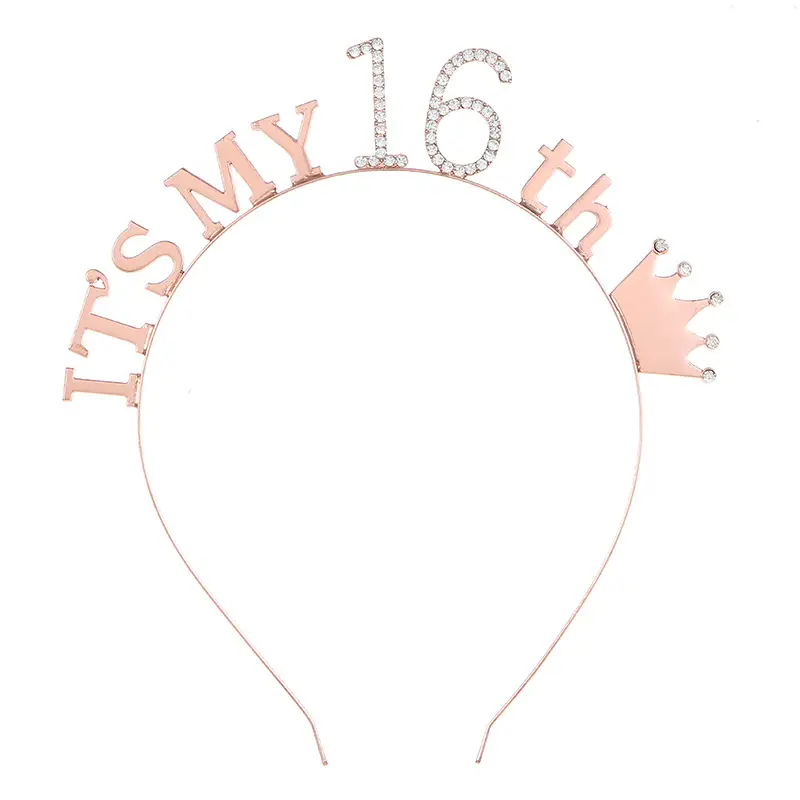 Rose Gold 18th Birthday Crown Headband for Girls - Image 12