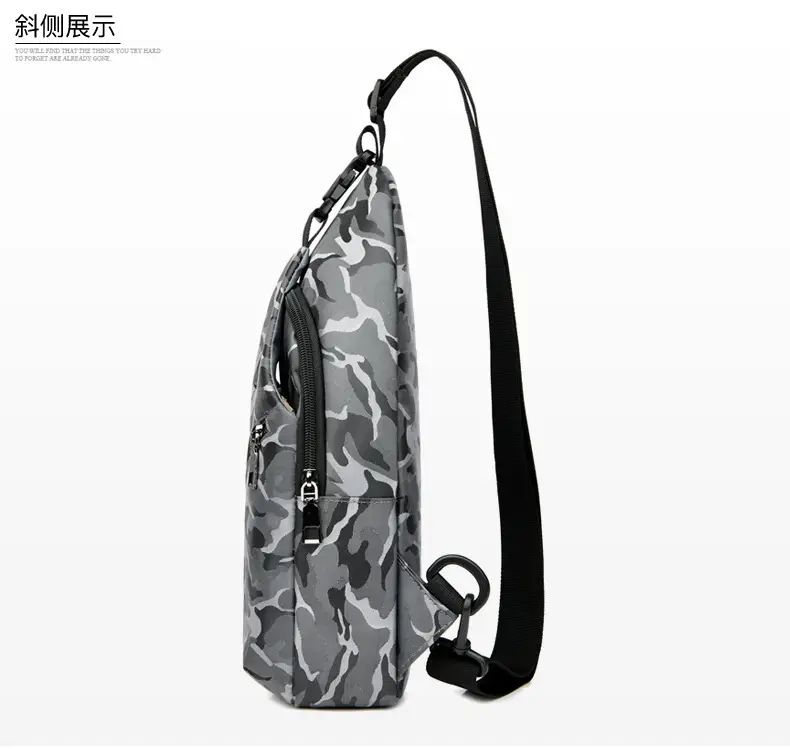 Men's Korean Water-Resistant Oxford Chest Bag with Logo Print — feature 24