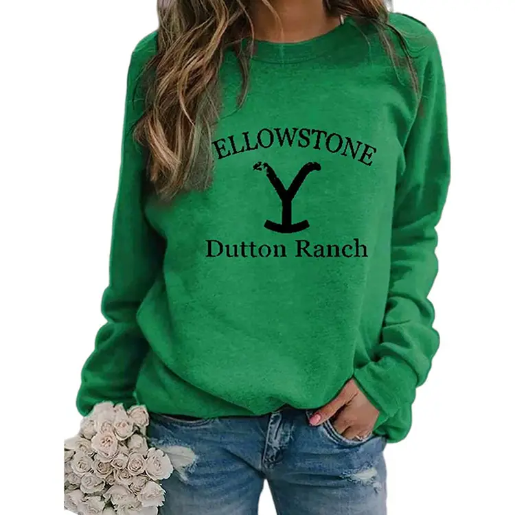 Women Printed Casual Sweater Blue Dutton Ranch - Image 4