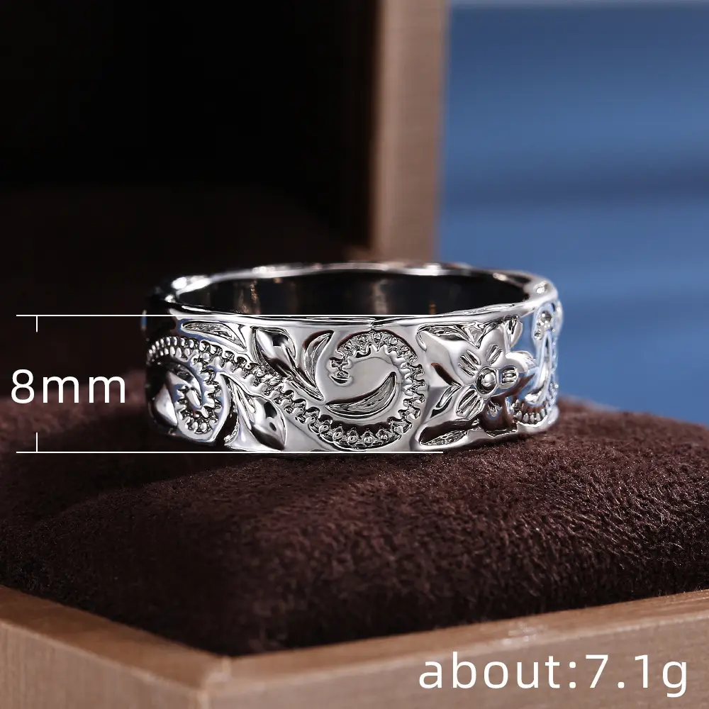 Silver Gold Engraved Travel Commemorative Ring for Women — feature 1