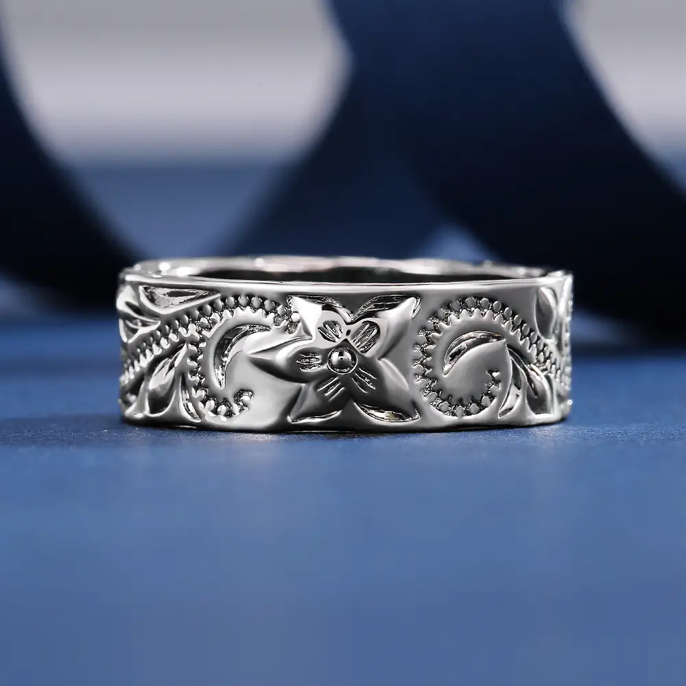 Silver Gold Engraved Travel Commemorative Ring for Women — feature 4