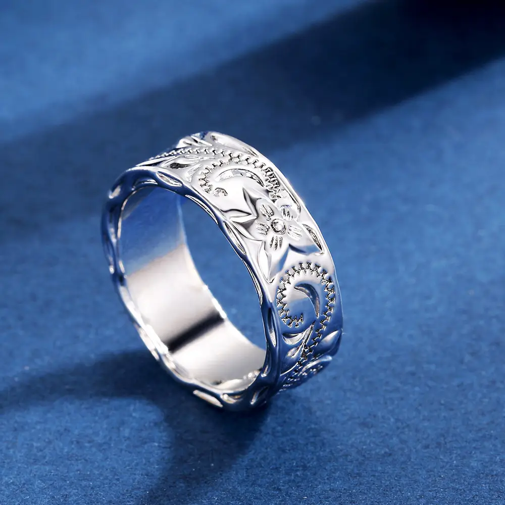 Silver Gold Engraved Travel Commemorative Ring for Women — feature 6
