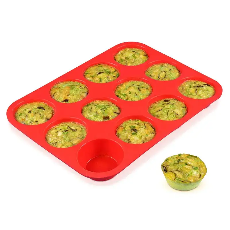 Silicone Muffin Mold 12 Hole Round Cake Tray - Image 5