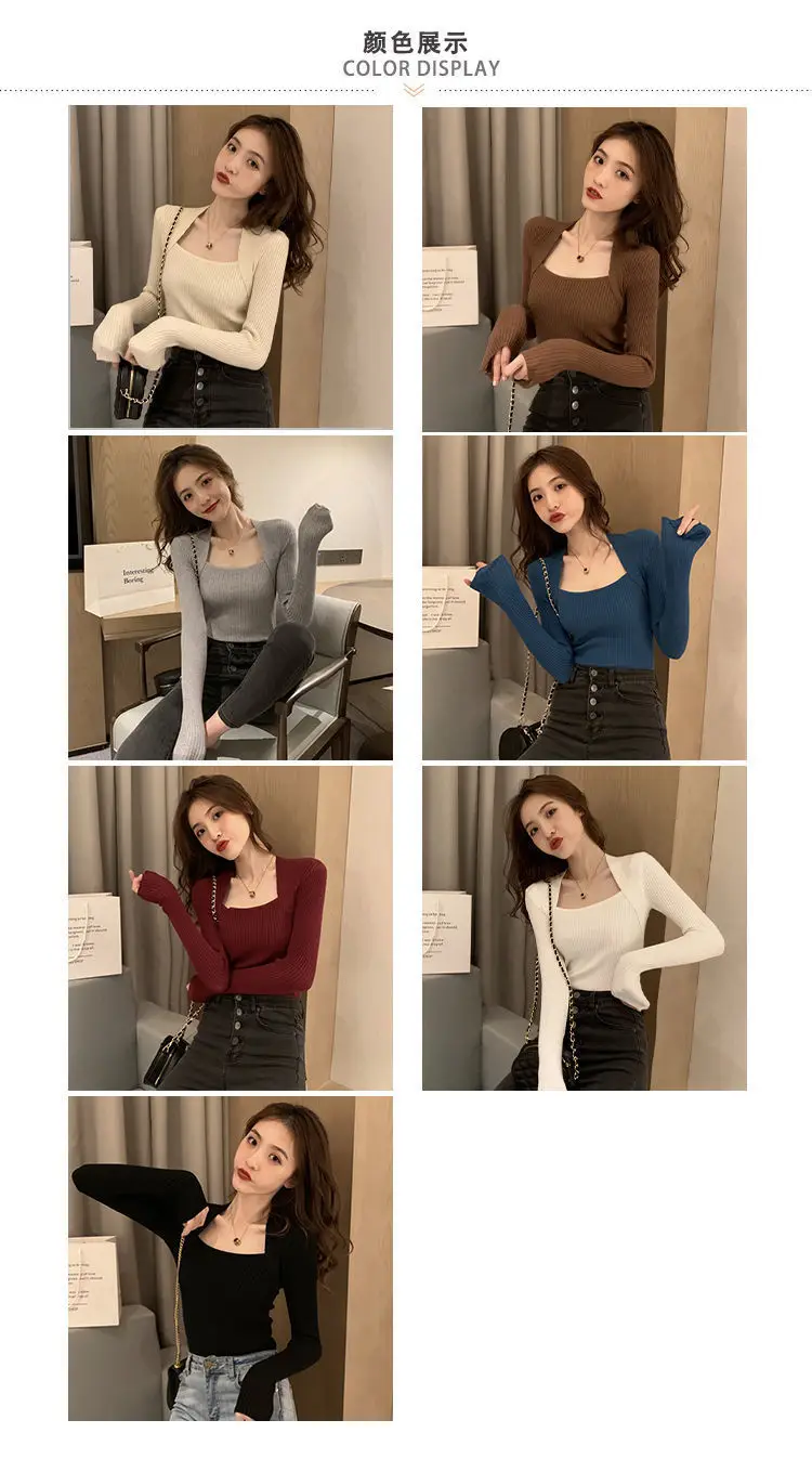 Women's Long Sleeve Knit U-Neck Top Grey — feature 3