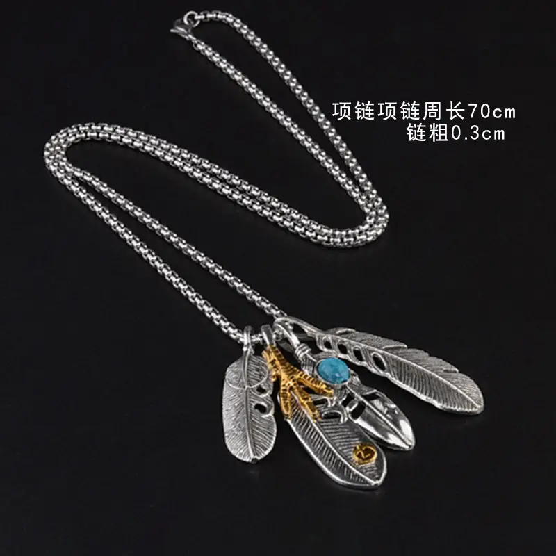 Japanese Feather Pendant Necklace for Men Women Long Sweater Chain - Image 4