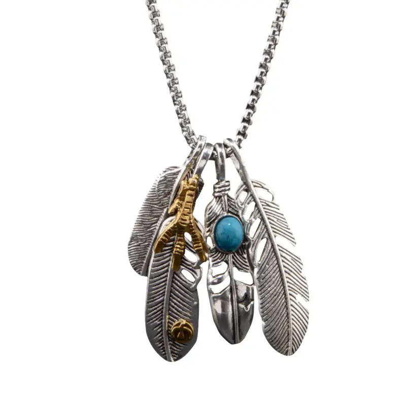 Japanese Feather Pendant Necklace for Men Women Long Sweater Chain - Image 6