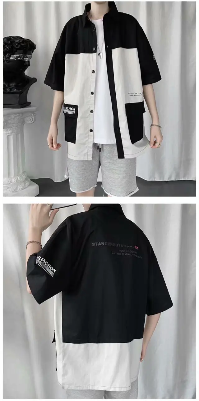 Men's Black White Half Sleeve Shirt with Pocket — feature 11