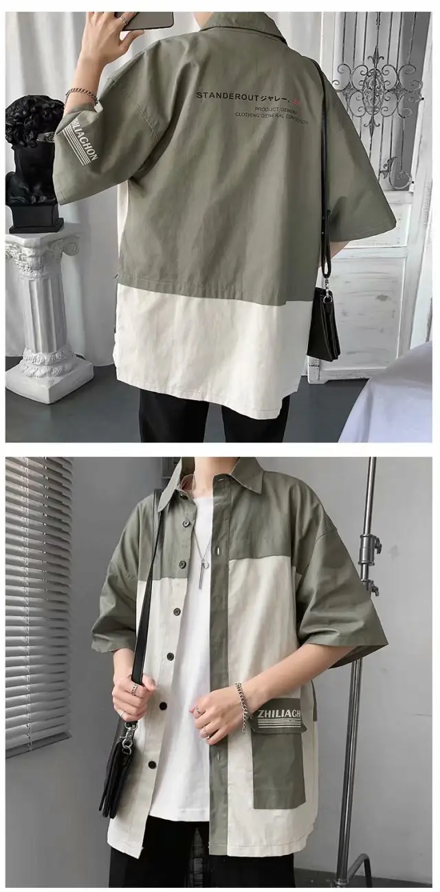 Men's Black White Half Sleeve Shirt with Pocket — feature 6
