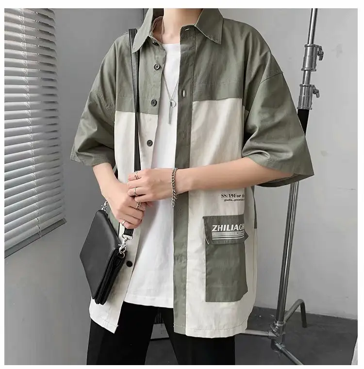 Men's Black White Half Sleeve Shirt with Pocket — feature 7