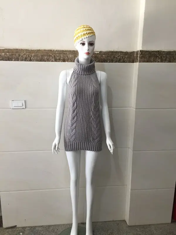 Red Sexy Backless Knitted Sweater for Women