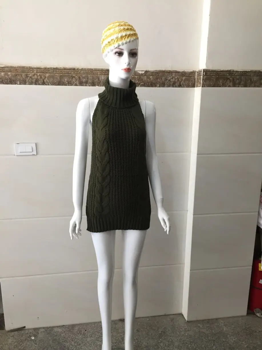 Red Sexy Backless Knitted Sweater for Women