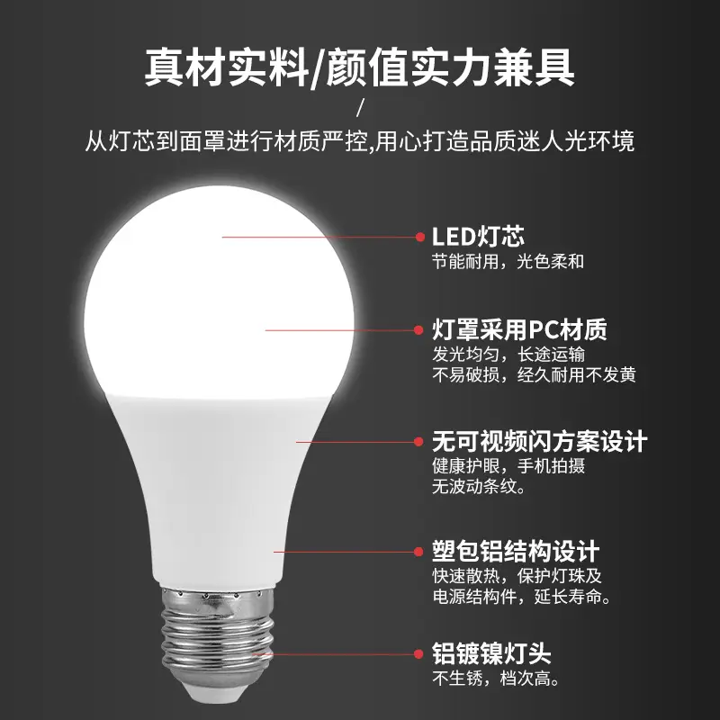 3W E27 Bulb White 50mm LED Light