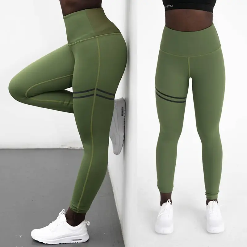 2020 Green High Waist Yoga Pants Tight Sports Leggings - Image 3