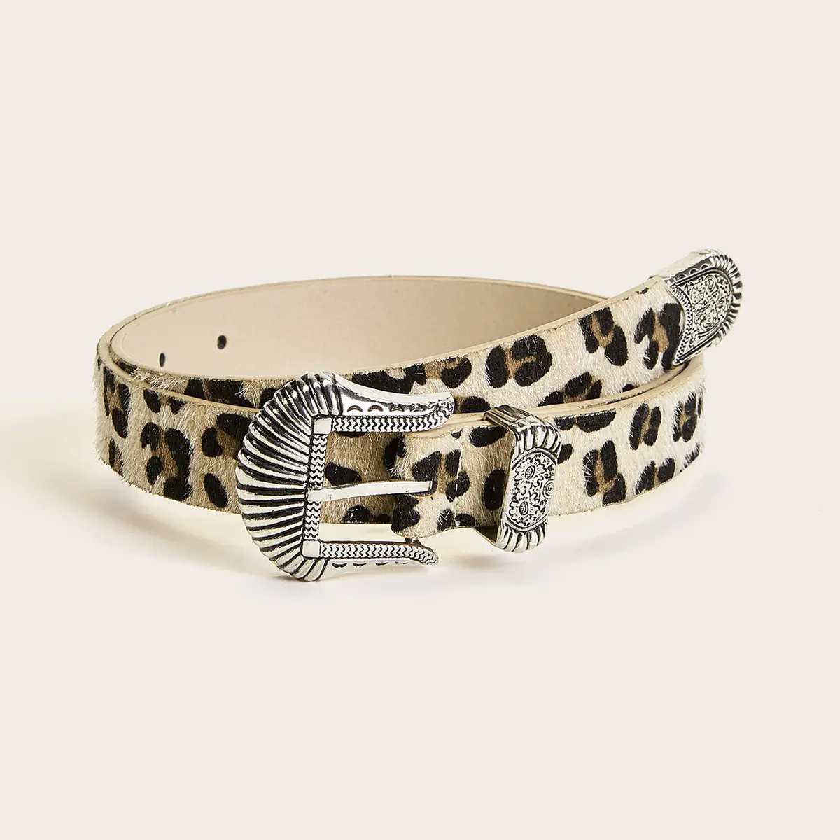 European American Leopard Print Western Buckle Belt