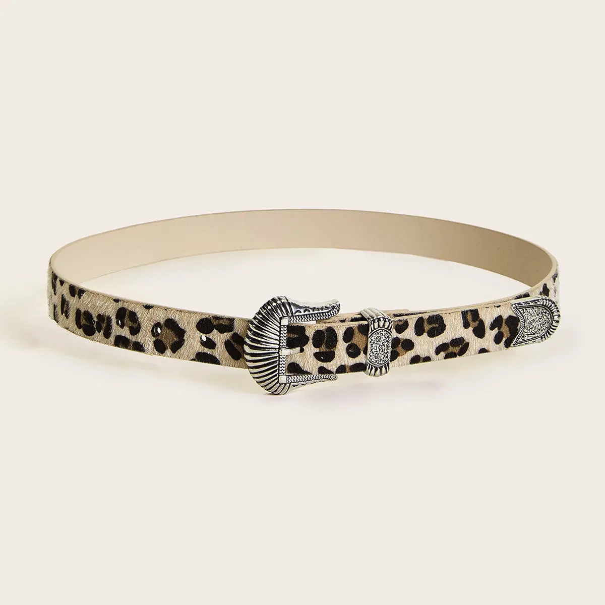 European American Leopard Print Western Buckle Belt