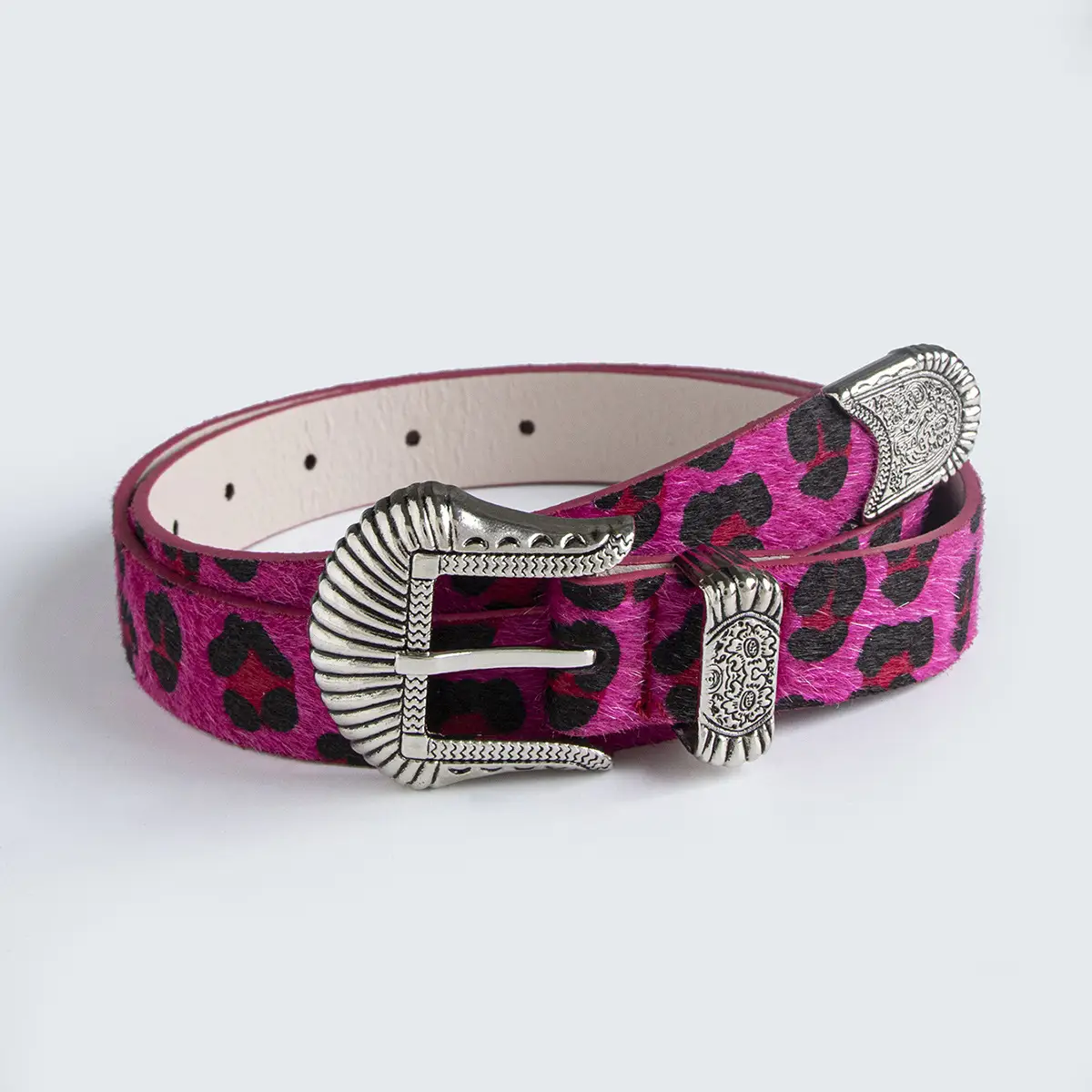 European American Leopard Print Western Buckle Belt