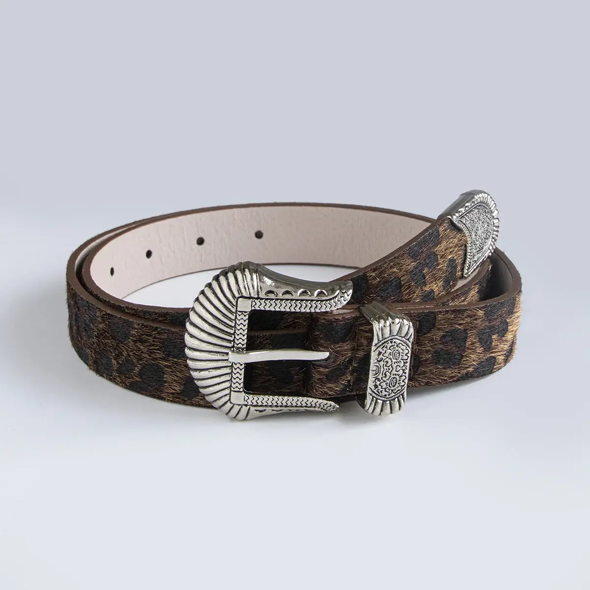 European American Leopard Print Western Buckle Belt
