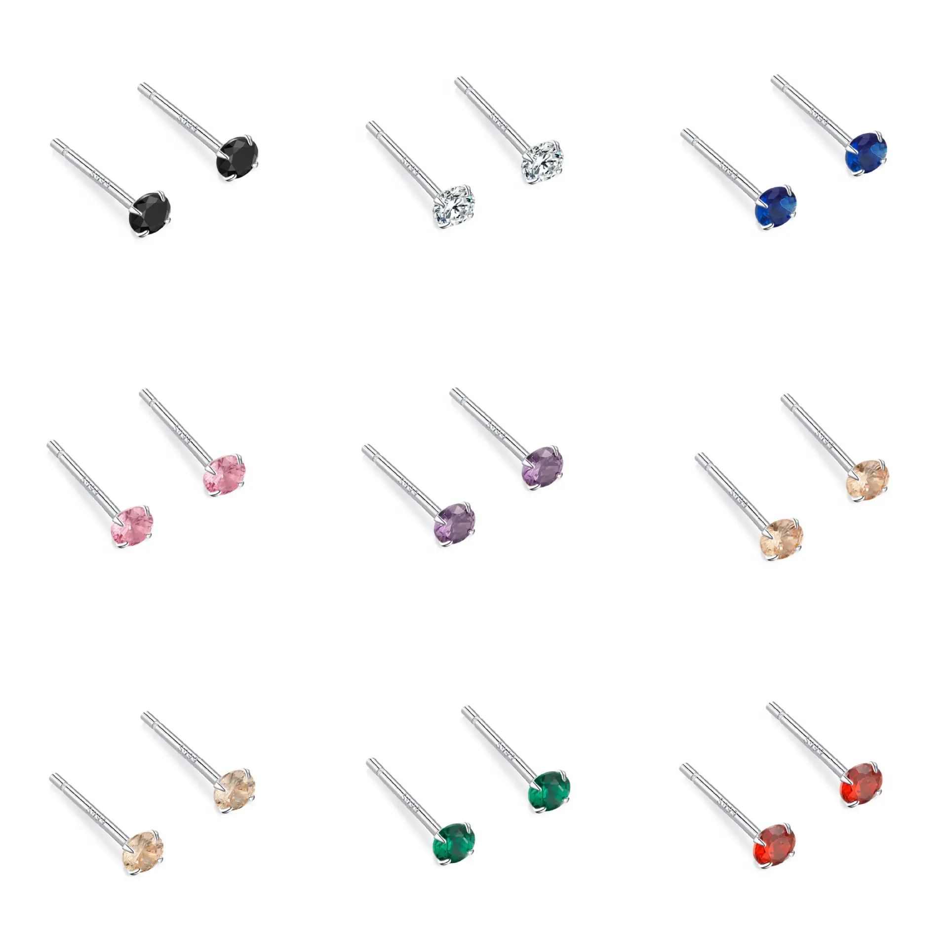 Sterling Silver Four Claw Luminous Earrings for Women
