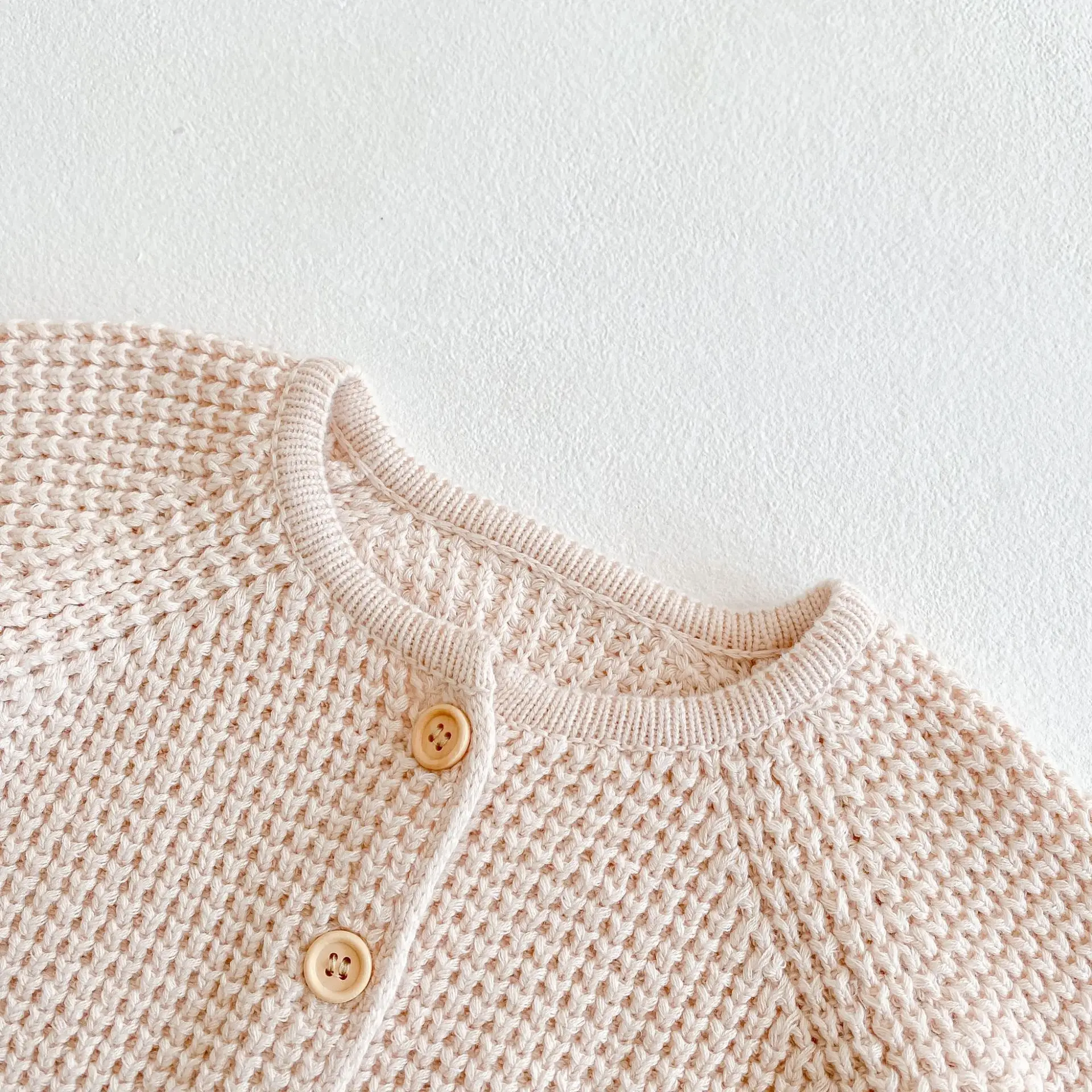 Baby Girl's Sweet Plain Pink Knit Coat - Image 8