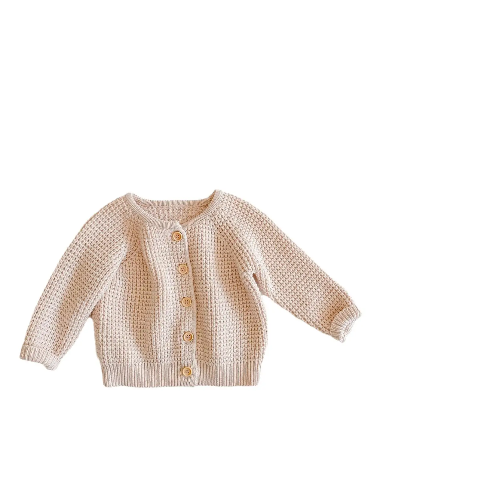 Baby Girl's Sweet Plain Pink Knit Coat - Image 9