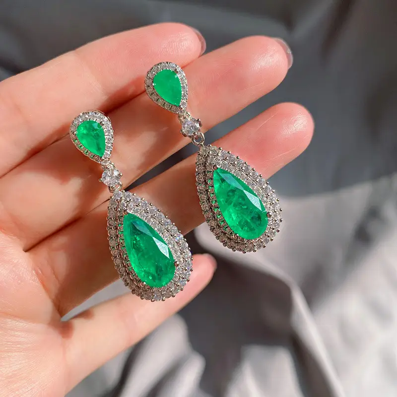 S925 Silver Emerald Earrings for Women - Image 4