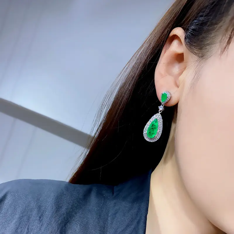 S925 Silver Emerald Earrings for Women - Image 6