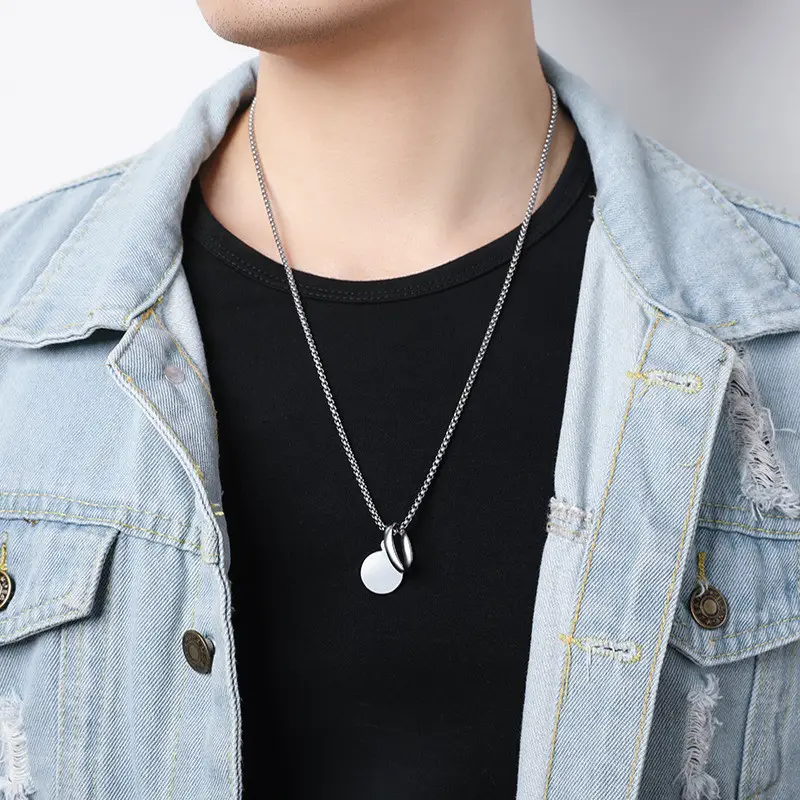 Titanium Men's Personality Necklace with Cold Style Print