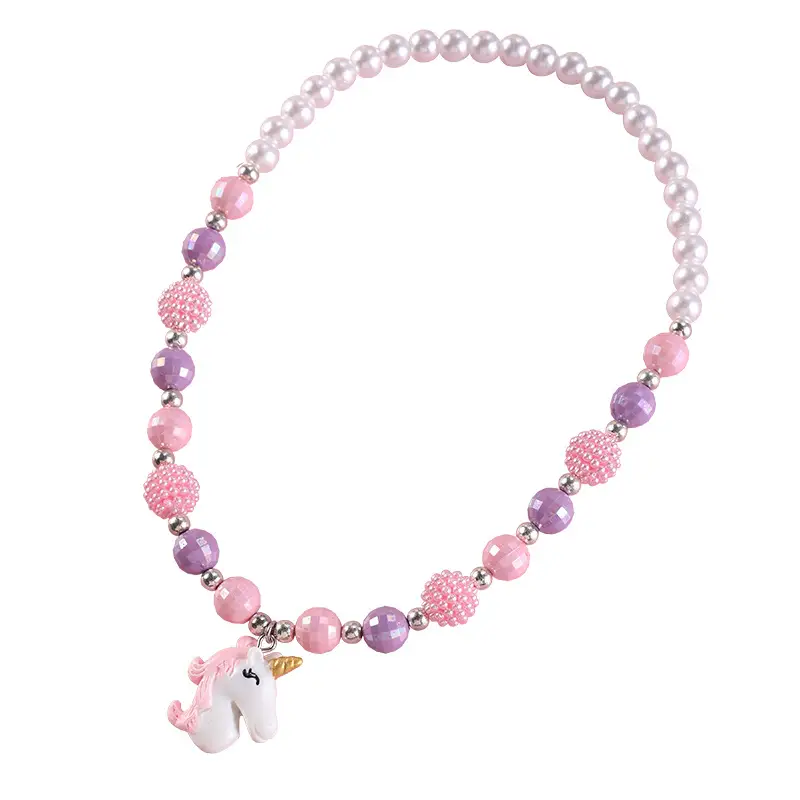 Pink Unicorn Necklace Bracelet Set for Girls - Image 14