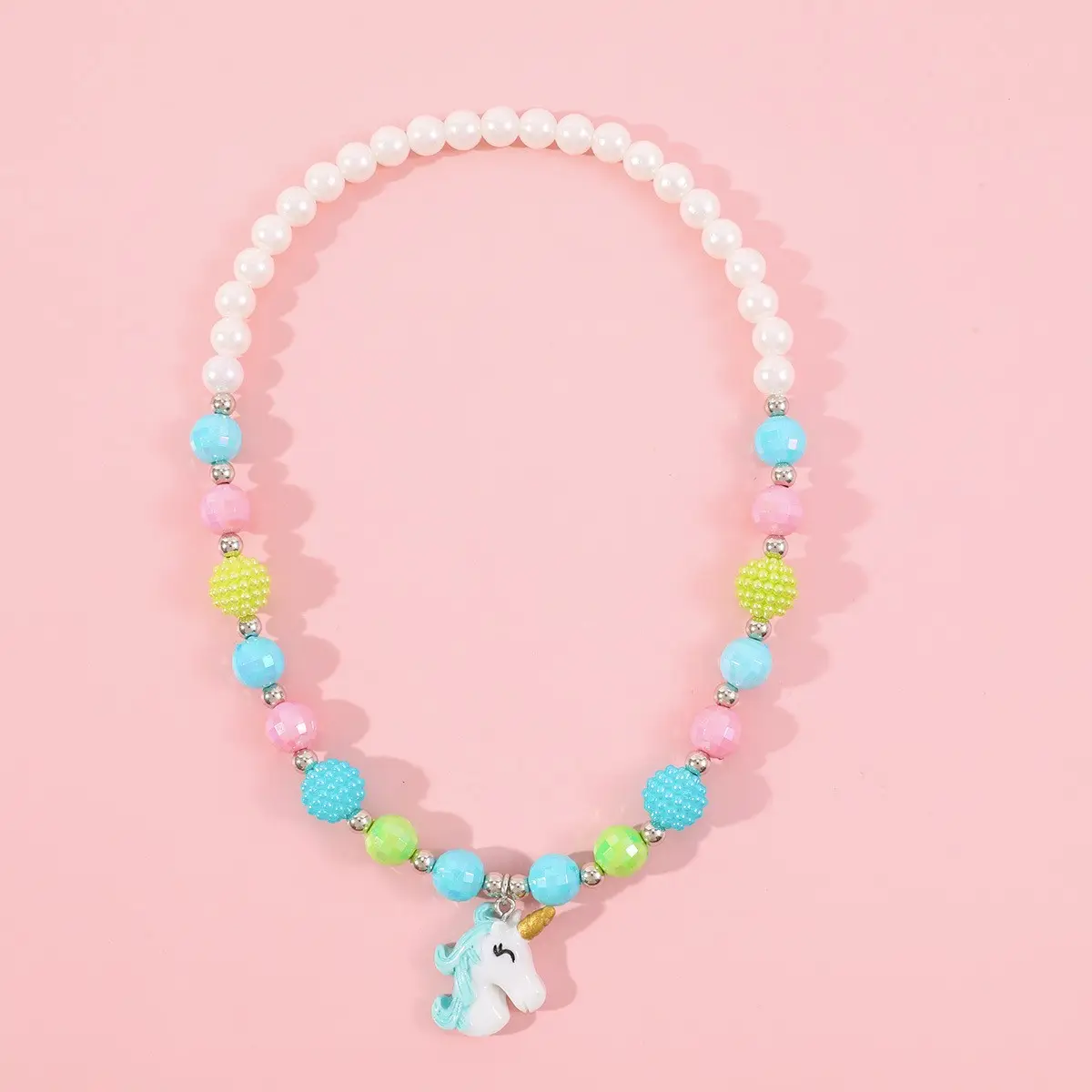 Pink Unicorn Necklace Bracelet Set for Girls - Image 7