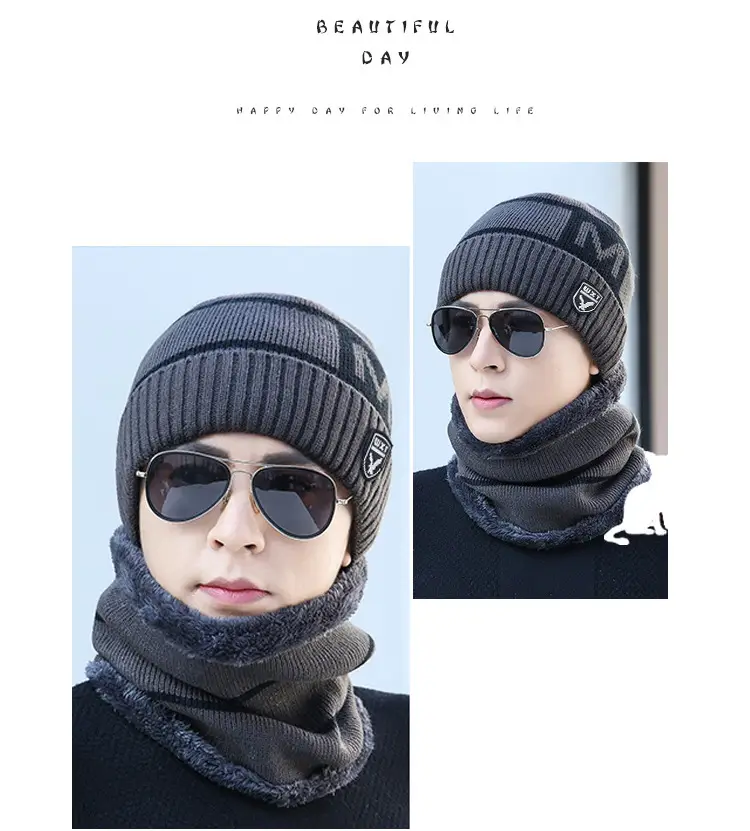 Men's Winter Warm Wool Beanie with Fleece Lining — feature 11