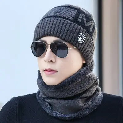 Men's Winter Warm Wool Beanie with Fleece Lining - Image 2