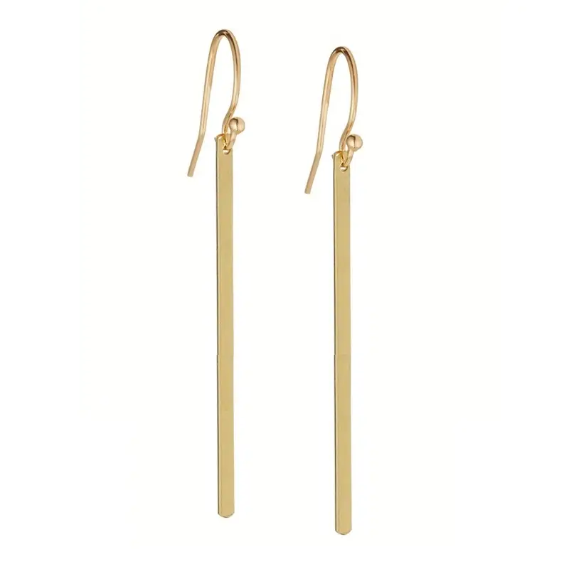 Long Straight Bar Stud Earrings for Women Gold Plated - Image 5