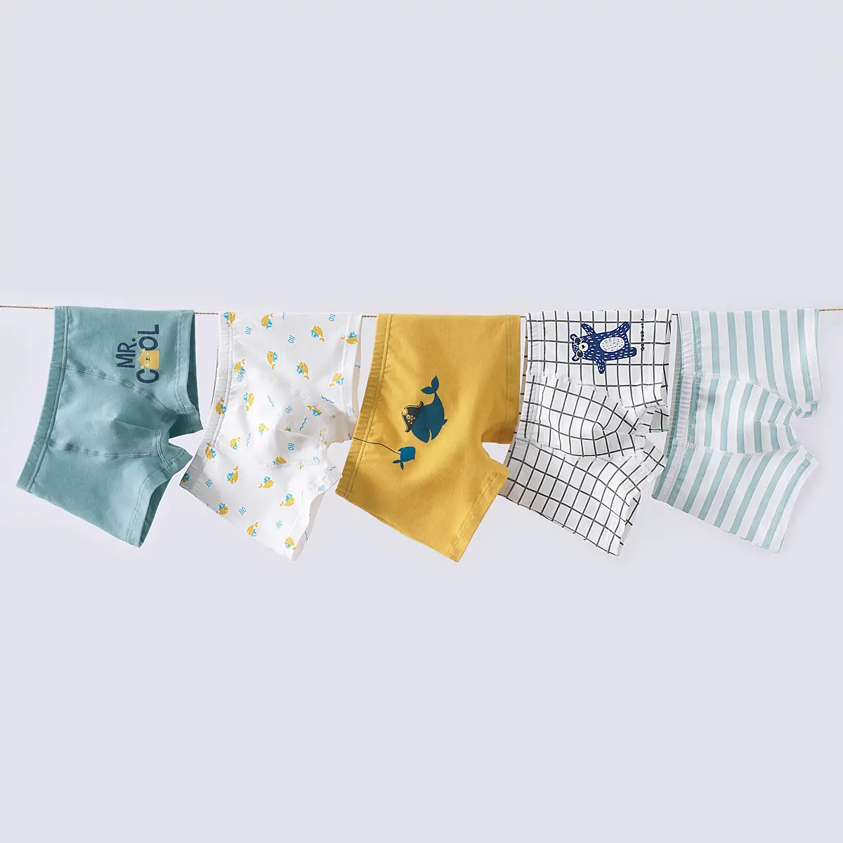 Wholesale Cotton Boys Shorts Yellow Fish Print Medium Large - Image 4