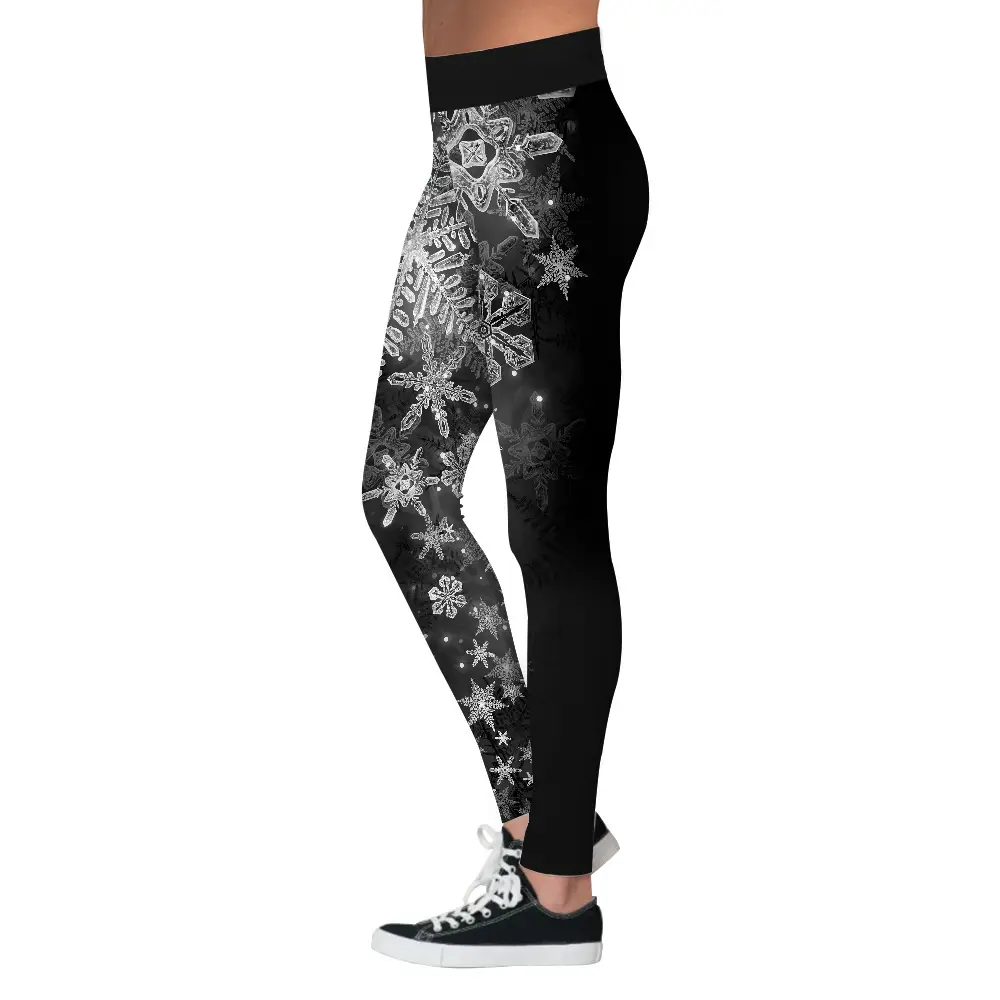 Black Floral Printed Fitness Pants for Women - Image 4